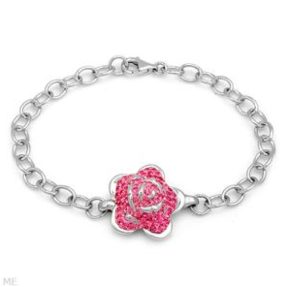 DESIGNER ROMANTIC ROSE PURPLE CRYSTALS SOLID .925 SILVER DANGLE EARRINGS**NEW! - Picture 5 of 5